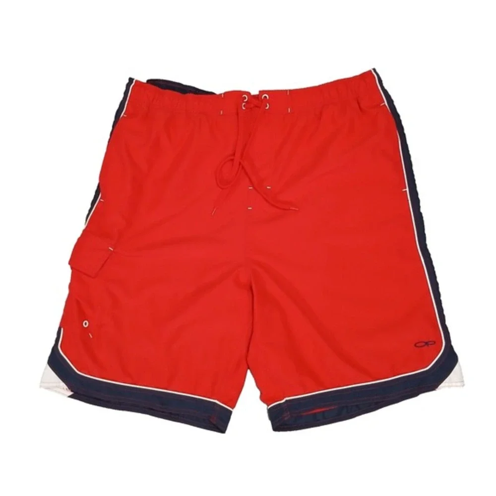 OP Ocean Pacific Boarding Co Mens Red Blue Board Shorts Trunks Swim XL
